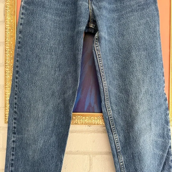 Levi's 550 blue dark wash denim relaxed tapered women's jeans cotton 90s Y2K - Picture 2 of 6